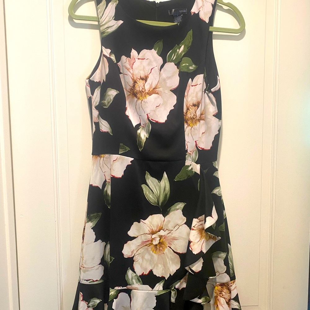 Black floral Aqua dress, size Large